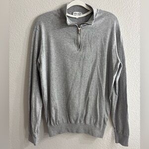 Peter Millar Light Gray Quarter Zip-Up Sweater Men Size M